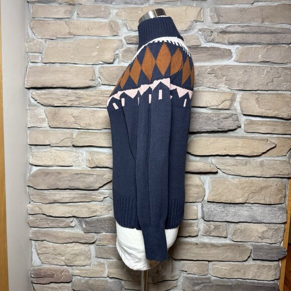 Free Assembly Women’s Sweater Small Fair Isle Turtleneck Geometric Cotton Wool - Picture 2 of 10